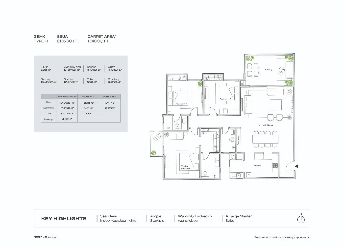 3 BHK - Type 1 Floor Plan