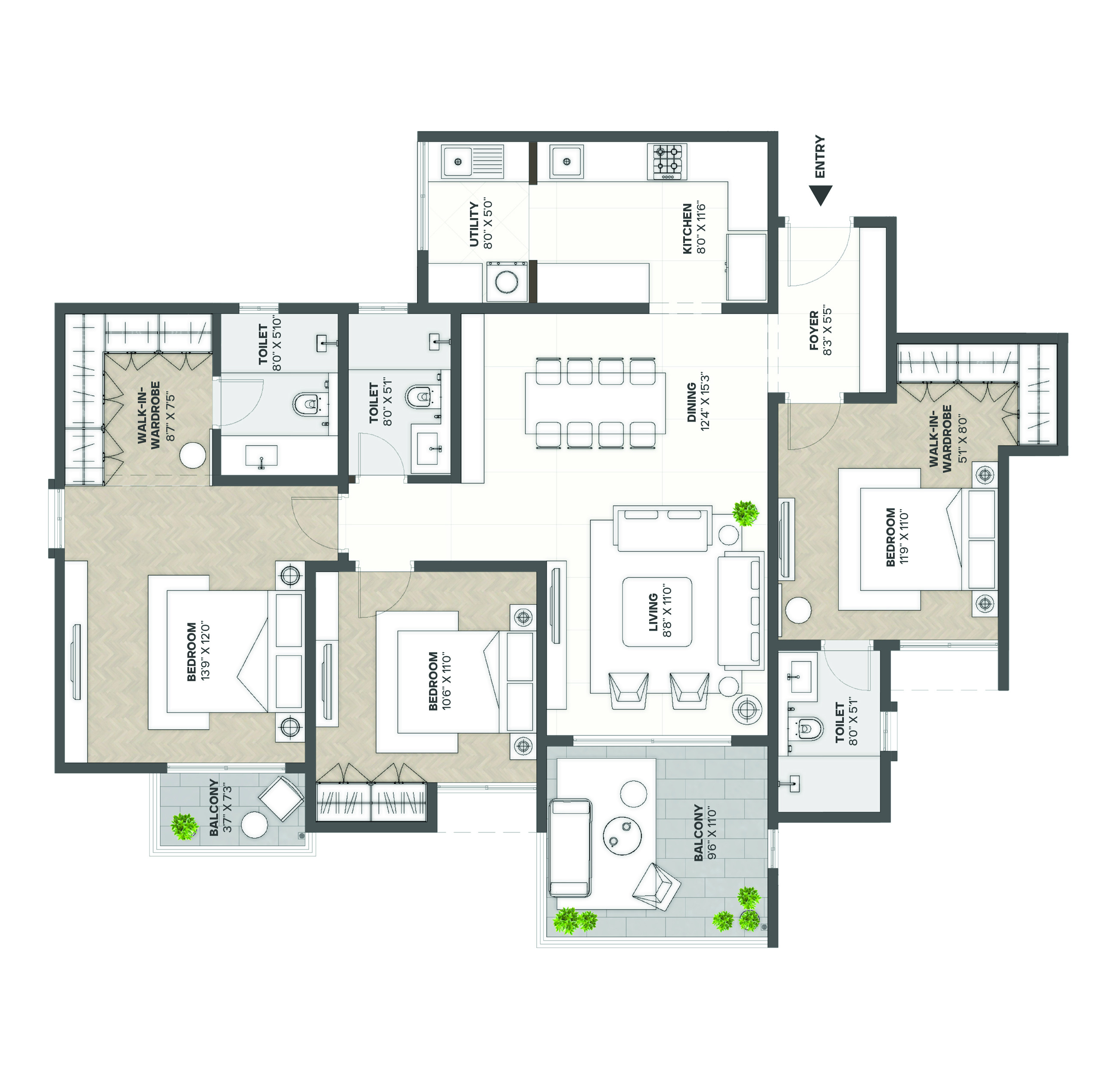 3BHK Type 1